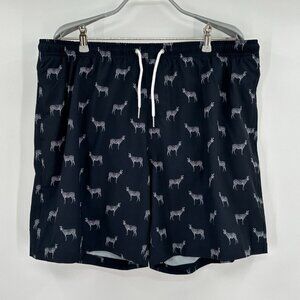 Bermies Men's 7" Safari Swim Shorts Swim Trunk sz M NWT Black/White Shark Tank